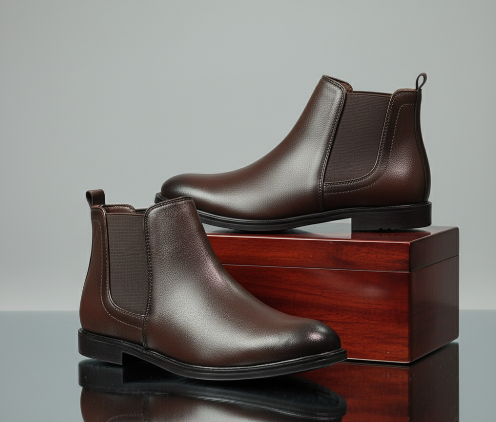 BalanSole Men's Brown Chelsea Boots – Classic Leather Ankle Boots for Formal & Casual Wear
