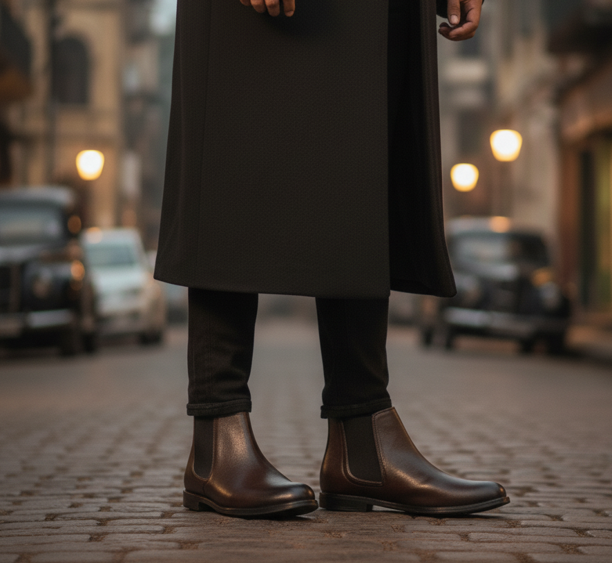 BalanSole Men's Brown Chelsea Boots – Classic Leather Ankle Boots for Formal & Casual Wear