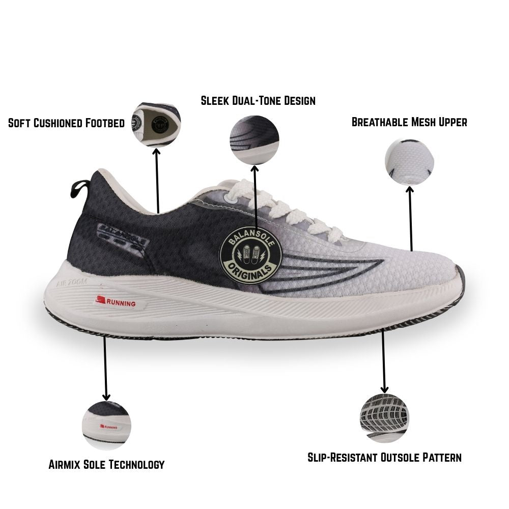 BalanSole Lightweight Unisex Sneakers – Cushioned Comfort & Sporty Dual-Tone Design