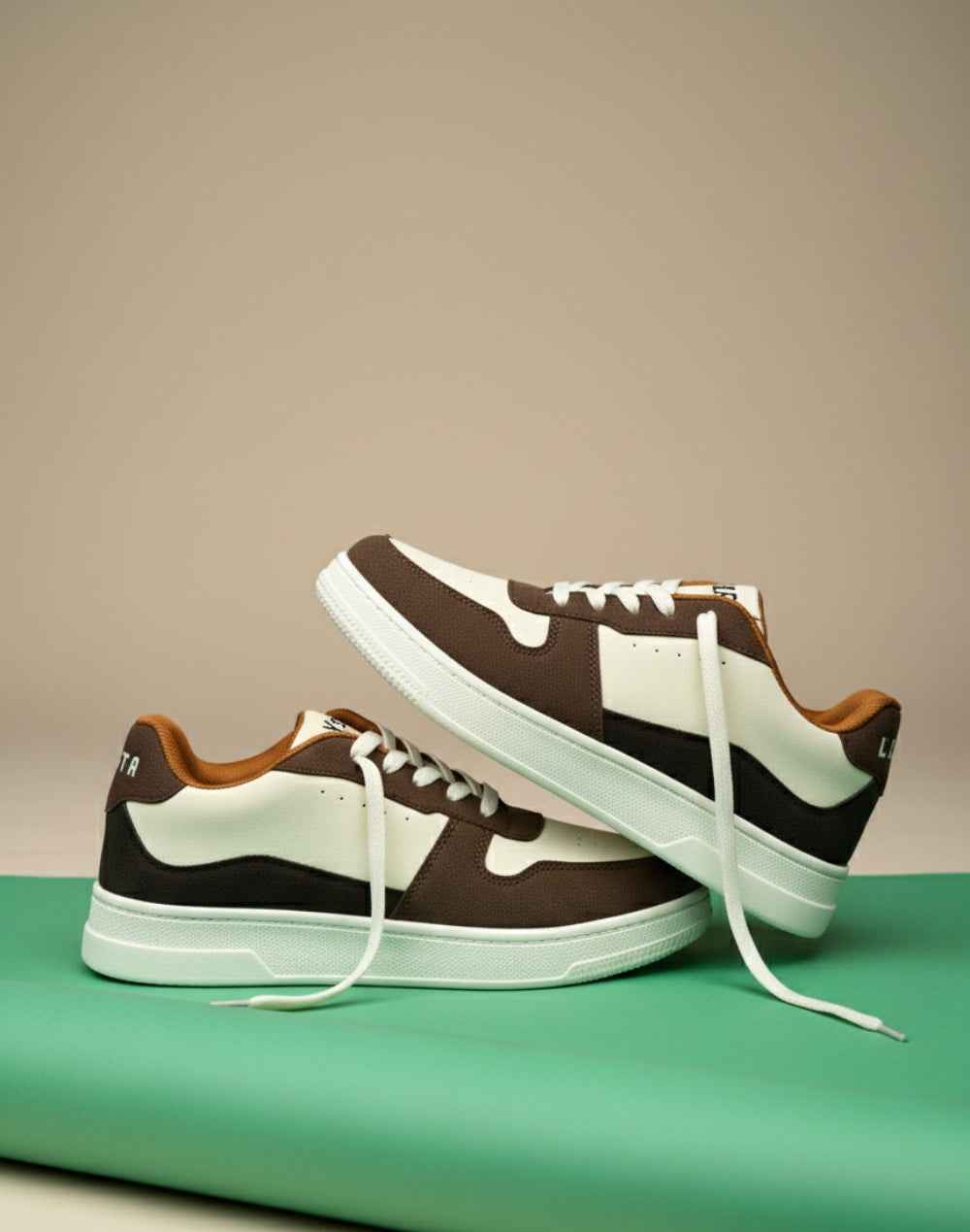 BalanSole Men's White Brown Casual Sneakers Lightweight, Stylish, Anti - Slip Sole Sneakers - Balansole Originals