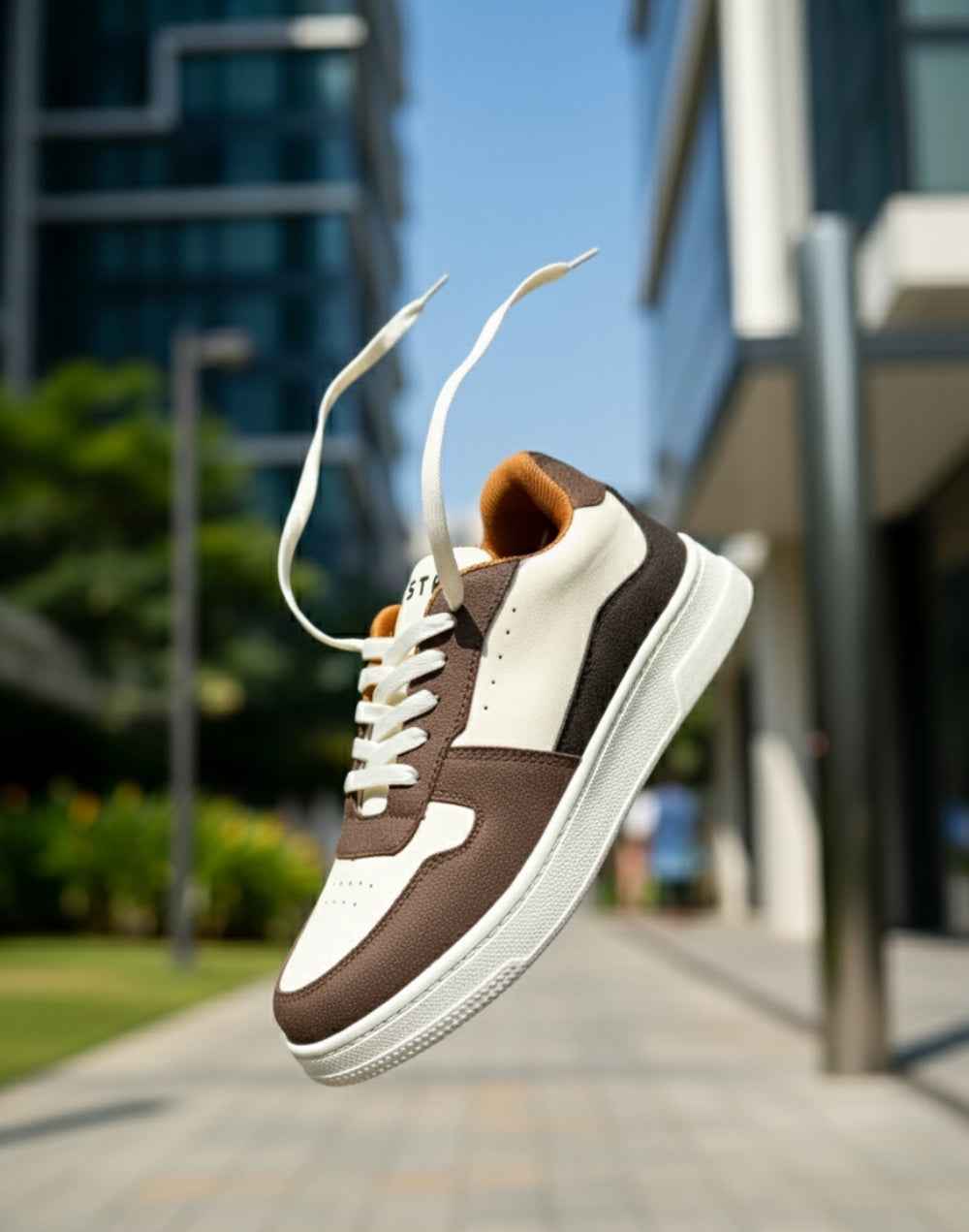BalanSole Men's White Brown Casual Sneakers Lightweight, Stylish, Anti - Slip Sole Sneakers - Balansole Originals